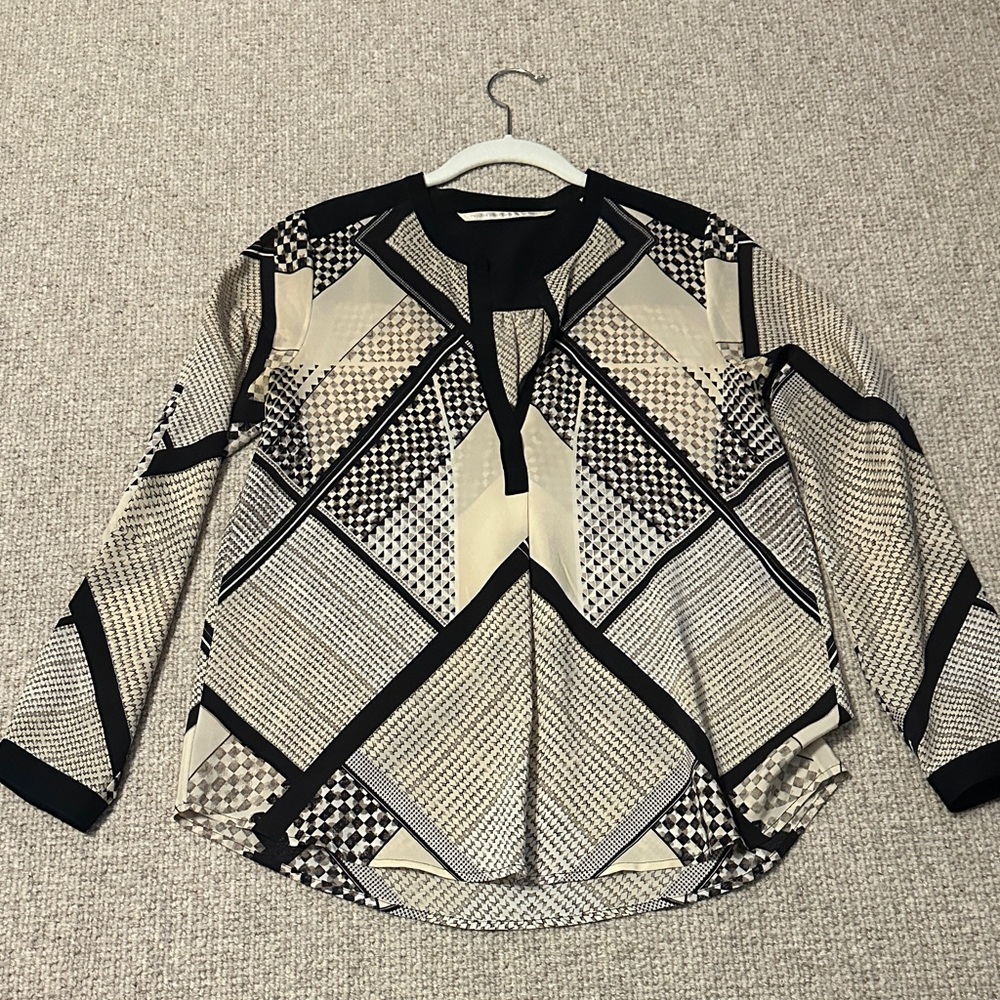 Twelfth Street by Cynthia Vincent Black and Cream Blouse